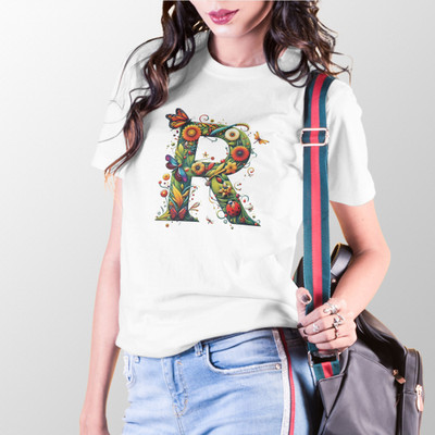 Binayak Printed Women Round Neck White T-Shirt