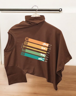 Droplet Printed Men Round Neck Brown T-Shirt