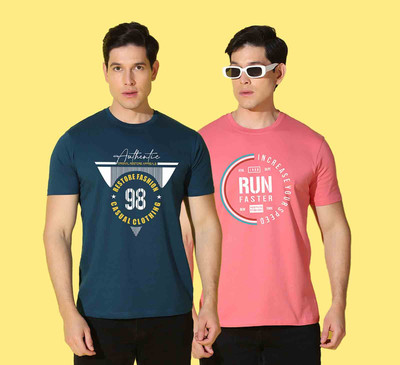 WOOSTRO Printed Men Round Neck Multicolor T-Shirt