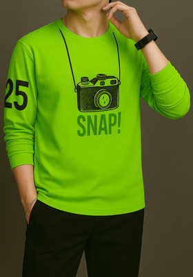 NB NICKY BOY Printed Men Round Neck Green T-Shirt