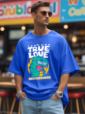 Leotude Printed Men Round Neck Blue T-Shirt