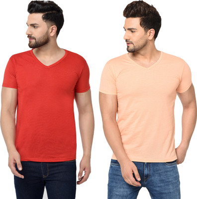 Tresna Fab Solid Men V Neck Multicolor T-Shirt