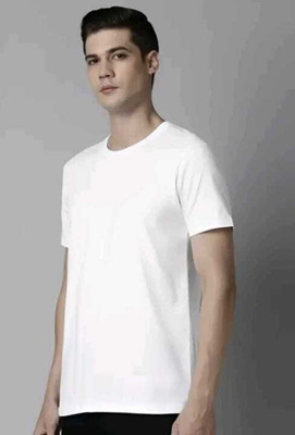 MADHAV Solid Men Round Neck White T-Shirt