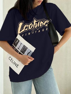 Leotude Printed Women Round Neck Blue T-Shirt
