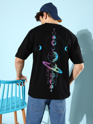 DIFFERENCE OF OPINION Printed Men Round Neck Black T-Shirt