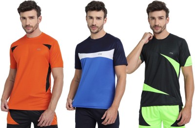 FTX Colorblock Men Round Neck Blue, Black, Orange T-Shirt