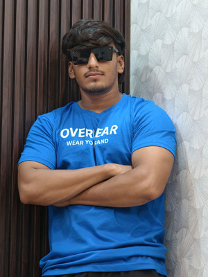 Overwear Printed Men Round Neck Blue T-Shirt