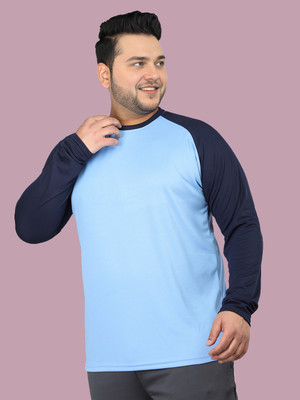 Sztori Colorblock, Solid Men Round Neck Blue T-Shirt