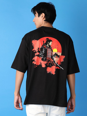V-MART Printed Men Round Neck Black T-Shirt