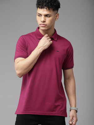 PARK AVENUE Solid Men Polo Neck Red T-Shirt