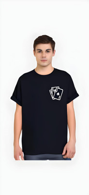 Royal Creations By Rv Printed Men Round Neck Black T-Shirt