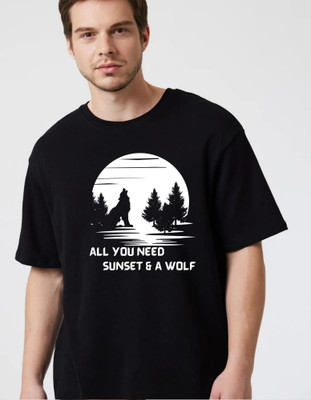 fashnobic Printed Men Round Neck Black T-Shirt