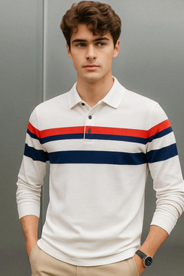 FASHIUM Solid Men Polo Neck White T-Shirt