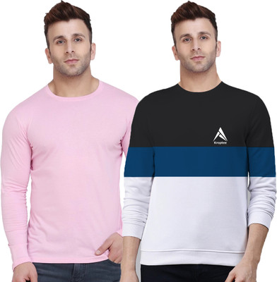 Kroptee Colorblock Men Round Neck Multicolor T-Shirt