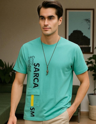 TrendShaper Printed Men Round Neck Green T-Shirt