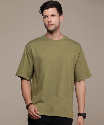 Roadster Solid Men Round Neck Green T-Shirt