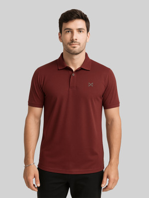 Force NXT Solid Men Polo Neck Maroon T-Shirt
