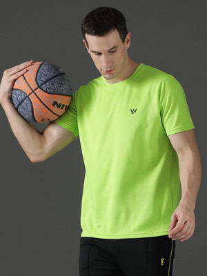 Le Werks Solid Men Round Neck Green T-Shirt