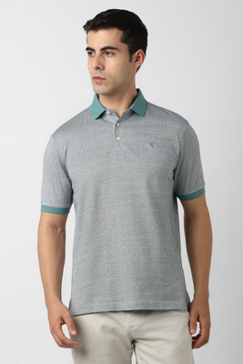 VAN HEUSEN Printed Men Polo Neck White T-Shirt