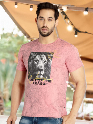 Status Quo Printed, Typography Men Round Neck Pink T-Shirt
