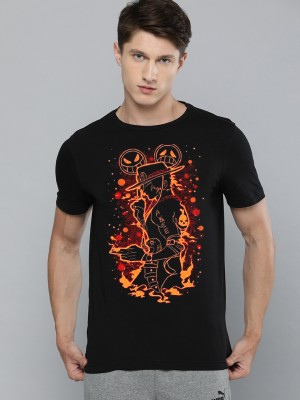 COOQUE Printed Men Round Neck Black T-Shirt