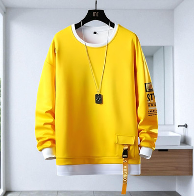 Autna Printed Men Round Neck Yellow T-Shirt