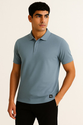 Tailorn Solid Men Polo Neck Green T-Shirt