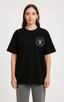 PPSENTERPRISE Printed Women Round Neck Black T-Shirt