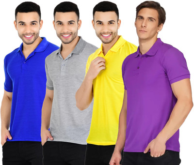 KEOTI Solid Men Polo Neck Multicolor T-Shirt