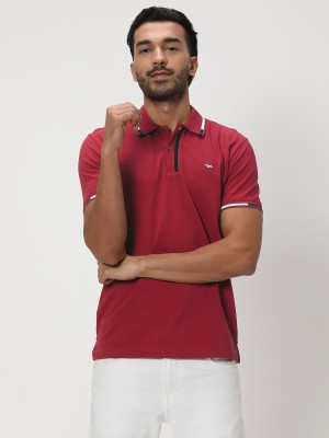 MUFTI Solid Men Polo Neck Red T-Shirt