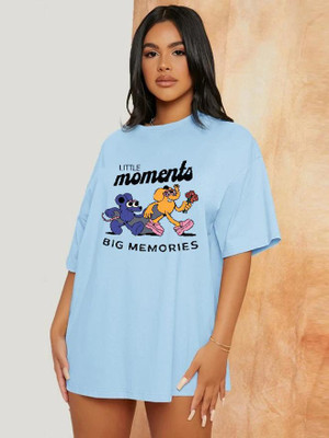 The Modern Soul Printed, Typography Women Round Neck Blue T-Shirt