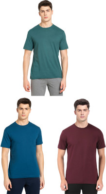 JOCKEY Solid Men Round Neck Green, Blue, Maroon T-Shirt