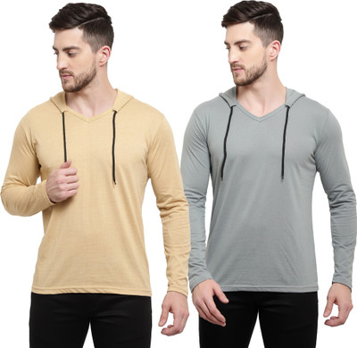 Adorbs Trend Solid Men Hooded Neck White T-Shirt