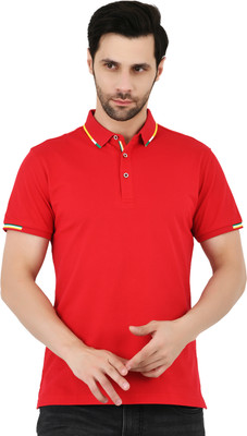 Sageware Solid Men Polo Neck Red T-Shirt
