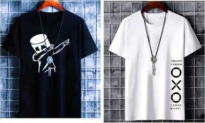 Gulika Superhero Men Round Neck Black, White T-Shirt