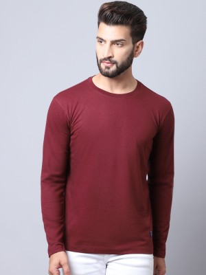 CANTABIL Solid Men Round Neck Maroon T-Shirt