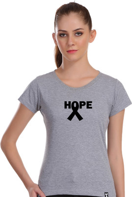APEX Printed Women Round Neck Grey T-Shirt