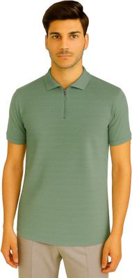 RMLKN Solid Men Zip Neck Multicolor T-Shirt