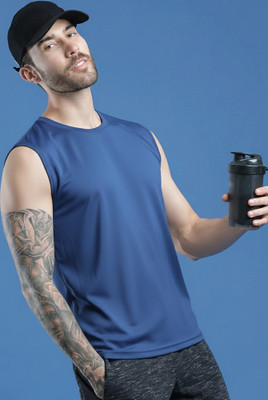 Moordale Solid Men Round Neck Dark Blue T-Shirt