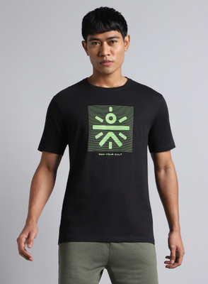 Cult Graphic Print Men Round Neck Black T-Shirt