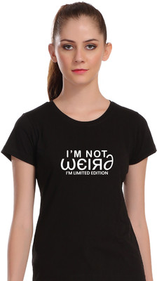 APEX Typography Women Round Neck Black T-Shirt