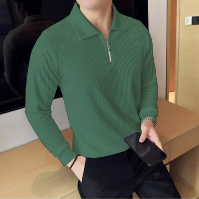 KEX Self Design Men Polo Neck Green T-Shirt