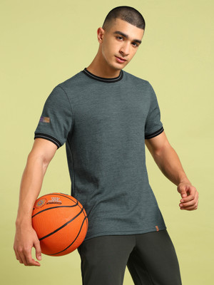 TECHNOSPORT Printed Men Crew Neck Green T-Shirt