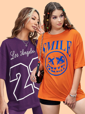 DreamBe Printed Women Round Neck Multicolor T-Shirt