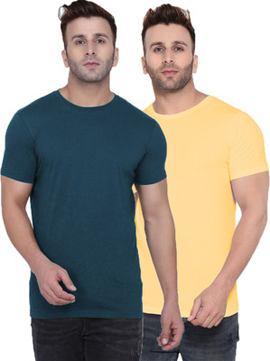 Kroptee Solid Men Round Neck Multicolor T-Shirt