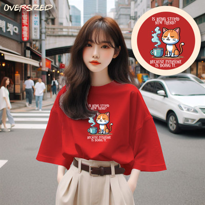 INFIRAX Printed, Typography Women Round Neck Red T-Shirt