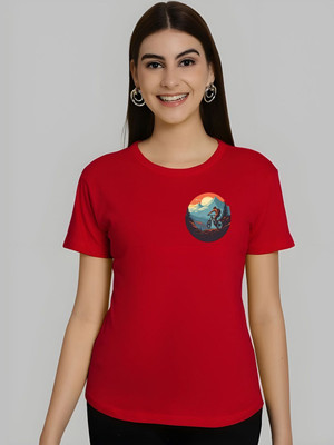 SZN Graphic Print Women Round Neck Red T-Shirt