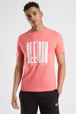 REEBOK Graphic Print Men Round Neck Pink T-Shirt