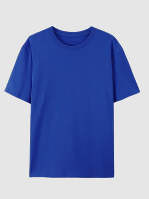 Sample Solid Men Round Neck Blue T-Shirt