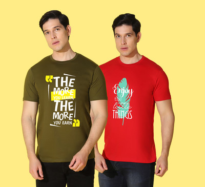 WOOSTRO Typography Men Round Neck Multicolor T-Shirt